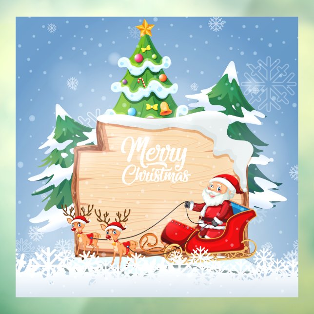 Merry Christmas Santa and Reindeer  Window Cling (Sheet 3)