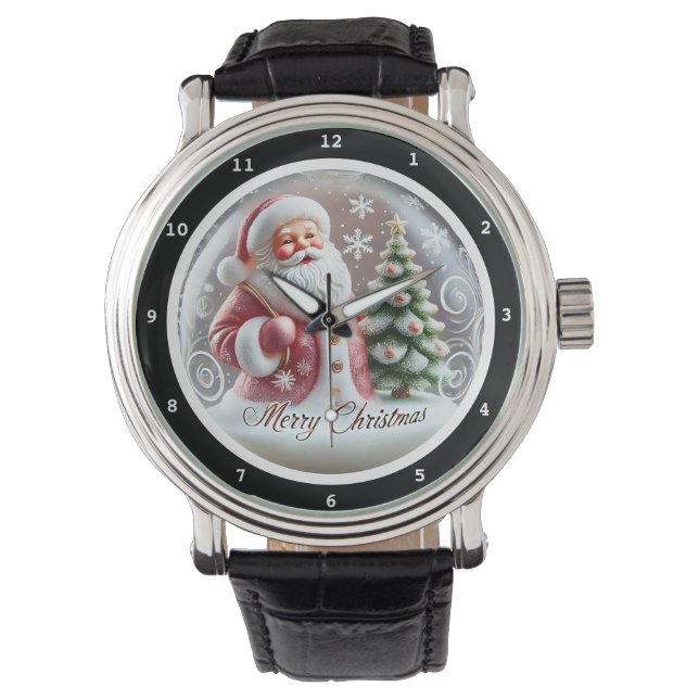 Merry Christmas Santa and Snowflakes  Watch (Front)