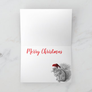 Merry Christmas Santa and Squirrel Thank You Card