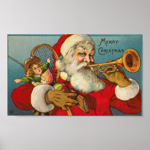Merry Christmas Santa and Toys Poster