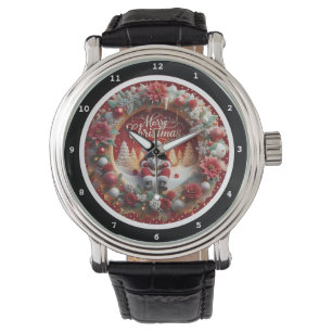 Merry Christmas Santa and Wreath Decorative Watch