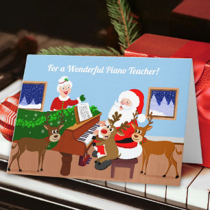 Merry Christmas Santa as Piano Teacher Teaching Card