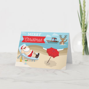 Merry Christmas - Santa at the Beach Card