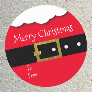 Merry Christmas Santa Belt Gift tag Personalised