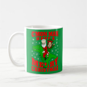 merry christmas santa biden kamala harris dinosaur coffee mug