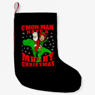 merry christmas santa biden kamala harris dinosaur small christmas stocking