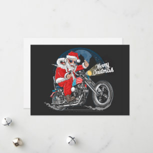 Merry Christmas Santa Biker Holiday Card