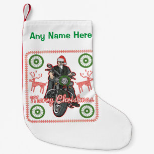 Merry Christmas Santa Biker Motorcycle Holiday Small Christmas Stocking