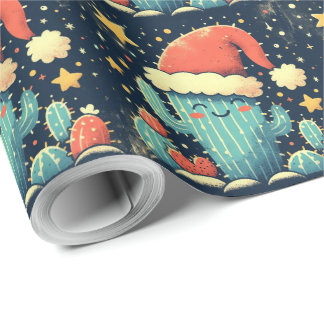 Merry Christmas Santa cactus plants Wrapping Paper