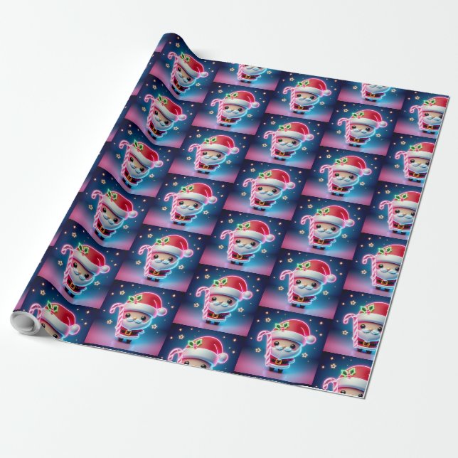 Merry Christmas Santa Candy Wrapping Paper (Unrolled)