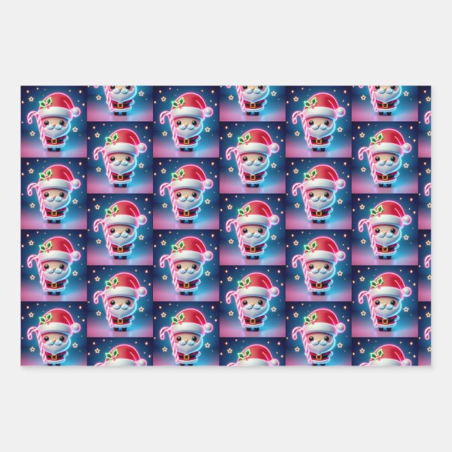 Merry Christmas Santa Candy Wrapping Paper Sheet (Front)