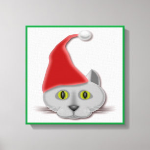 "MERRY CHRISTMAS" SANTA CAT CANVAS PRINT