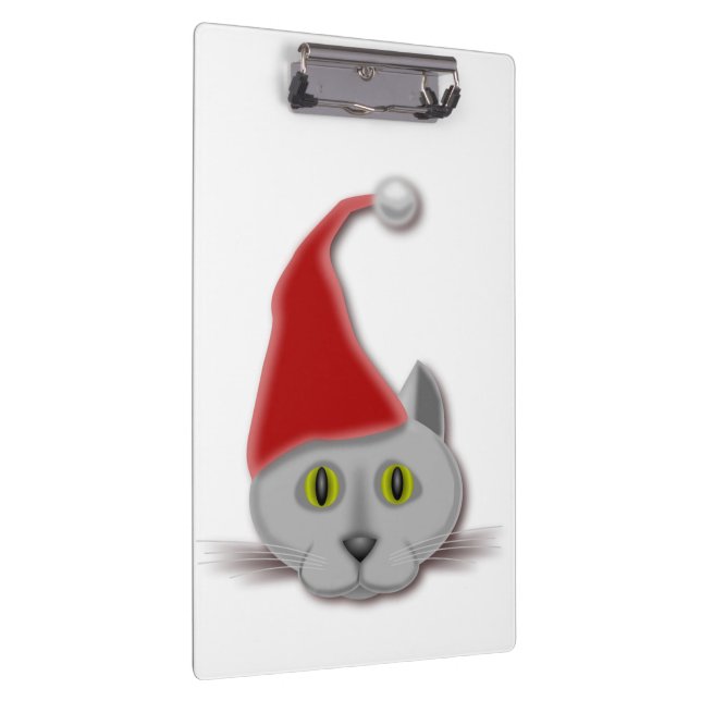 "MERRY CHRISTMAS" SANTA CAT CLIPBOARD (Right)