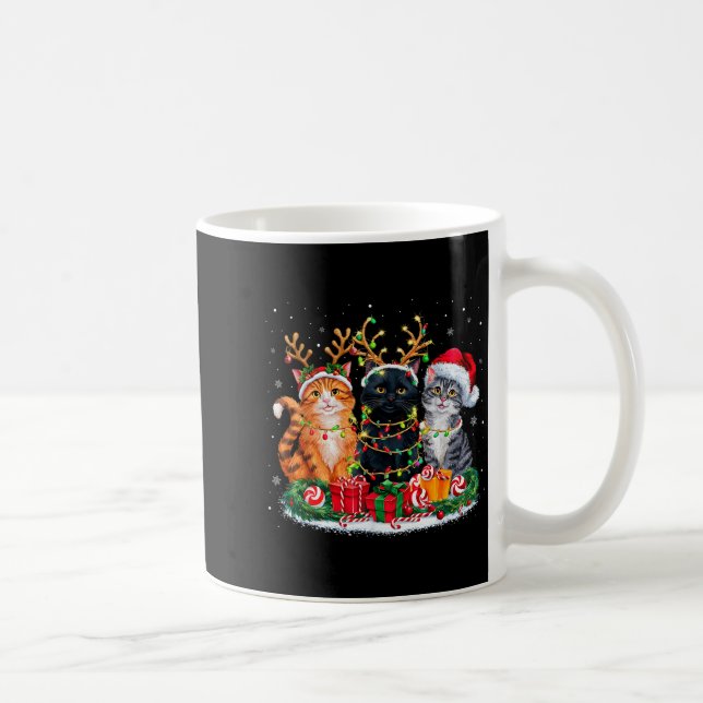Merry Christmas Santa Cat Light Gorgeous Reindeer  Coffee Mug (Right)