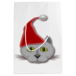 "MERRY CHRISTMAS" SANTA CAT MEDIUM GIFT BAG