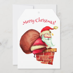 Merry Christmas Santa Chimney Holiday Card