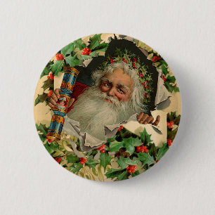 Merry Christmas Santa Claus Antique classic 6 Cm Round Badge