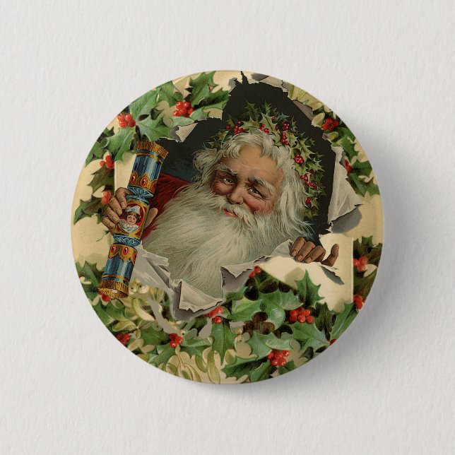 Merry Christmas Santa Claus Antique classic 6 Cm Round Badge (Front)