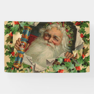 Merry Christmas Santa Claus Antique classic Banner
