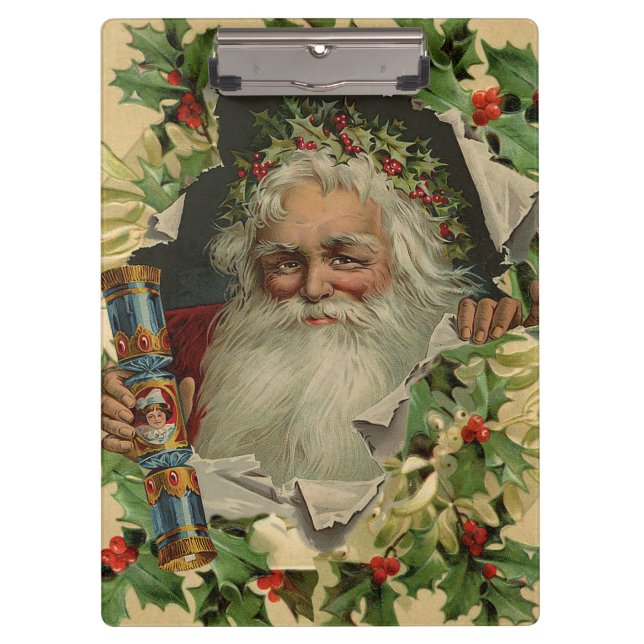 Merry Christmas Santa Claus Antique classic Clipboard (Front)