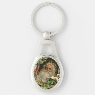 Merry Christmas Santa Claus Antique classic Key Ring