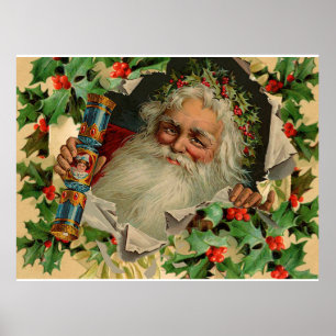 Merry Christmas Santa Claus Antique classic Poster