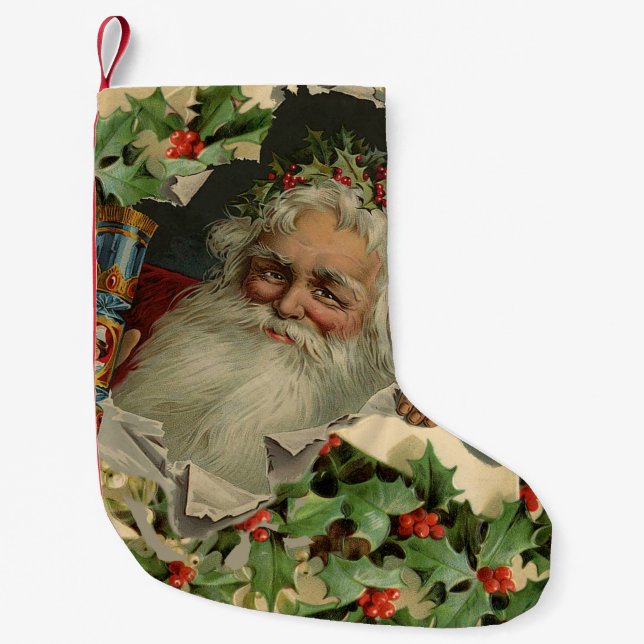Merry Christmas Santa Claus Antique classic Small Christmas Stocking (Front)
