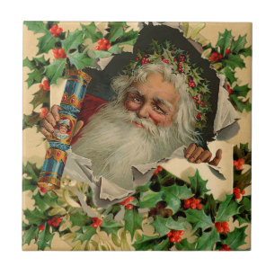 Merry Christmas Santa Claus Antique classic Tile