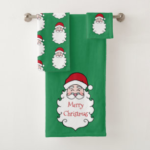 Merry Christmas Santa Claus Bath Towels Set Gift