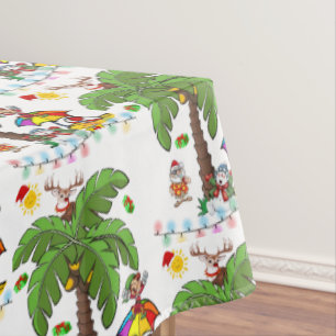 Merry Christmas Santa Claus Beach Bum Tablecloth 