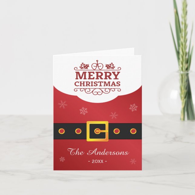 Merry Christmas Santa Claus Belt Jolly Family Holiday Card (Front)