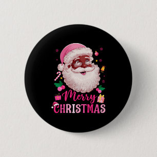 Merry Christmas Santa Claus Black Afro African Ame 6 Cm Round Badge