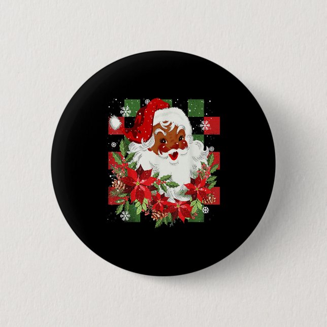 Merry Christmas Santa Claus Black Afro African Ame 6 Cm Round Badge (Front)