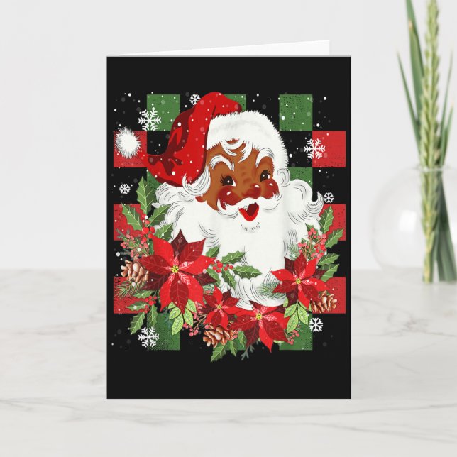 Merry Christmas Santa Claus Black Afro African Ame Card (Front)