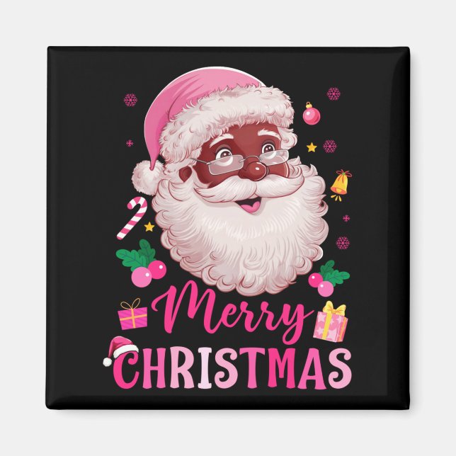 Merry Christmas Santa Claus Black Afro African Ame Magnet (Front)