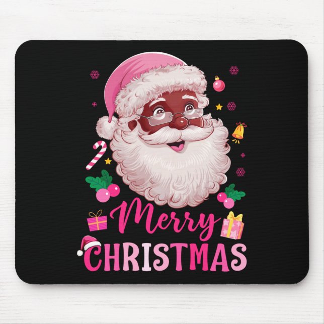 Merry Christmas Santa Claus Black Afro African Ame Mouse Mat (Front)