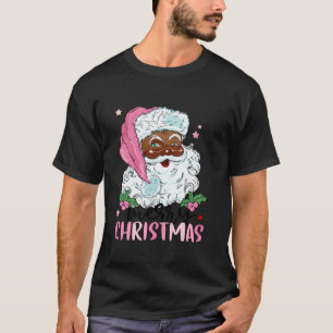 Merry Christmas Santa Claus Black Afro African Ame T-Shirt