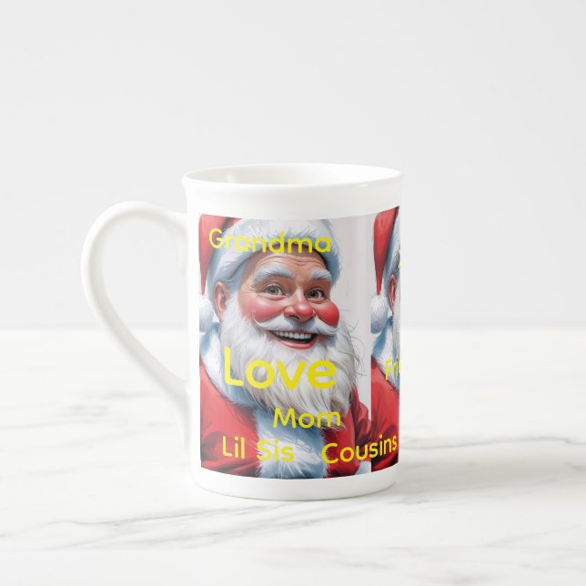 Merry Christmas Santa Claus Bone China Mug (Left)