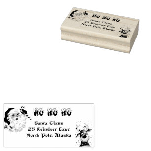 Merry Christmas Santa Claus Candy Cane Reindeer  Rubber Stamp