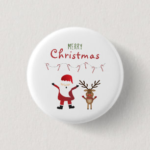 Merry Christmas Santa Claus Candy Canes 3 Cm Round Badge