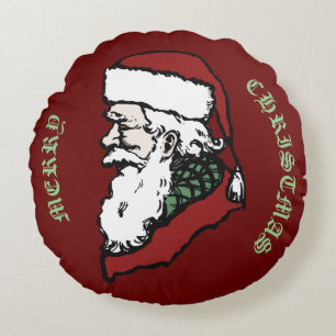 Merry Christmas Santa Claus Cartoon Round Pillow