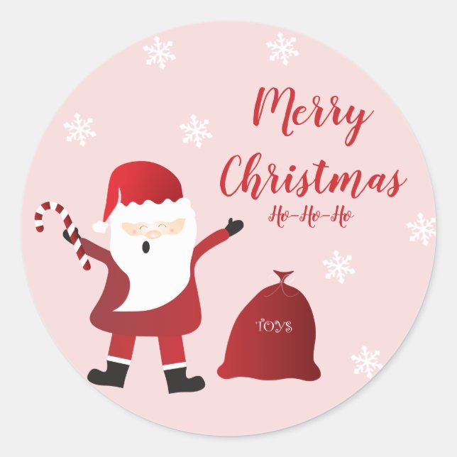 Merry Christmas Santa Claus Classic Round Sticker (Front)