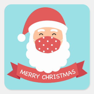 MERRY CHRISTMAS SANTA CLAUS CLASSIC SQUARE STICKER