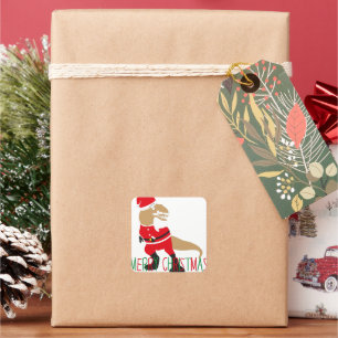 merry christmas, santa claus dinosaur character square sticker