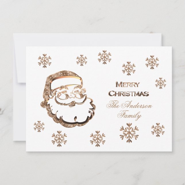 Merry Christmas Santa Claus Elegant Red Gold Holiday Card (Front)