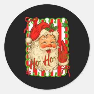 Merry Christmas Santa Claus Face Retro Vintage Xma Classic Round Sticker