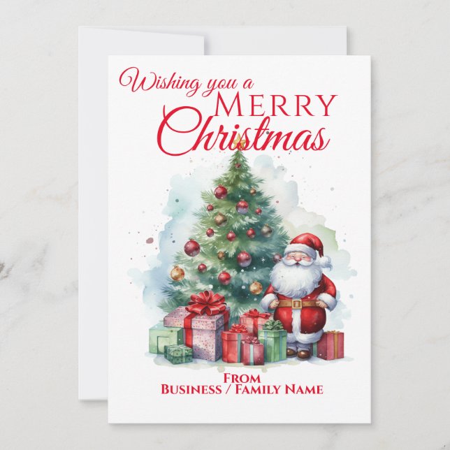 Merry Christmas Santa Claus Flat  Holiday Card (Front)