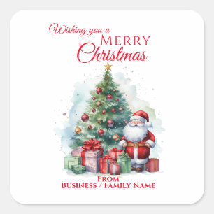 Merry Christmas Santa Claus Flat Square Sticker