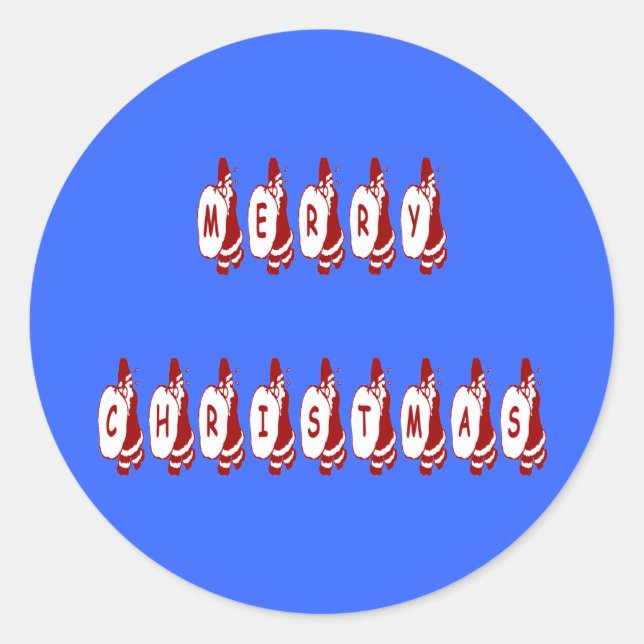 Merry Christmas Santa Claus Font Classic Round Sticker (Front)