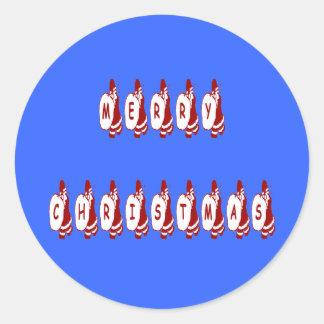 Merry Christmas Santa Claus Font Classic Round Sticker